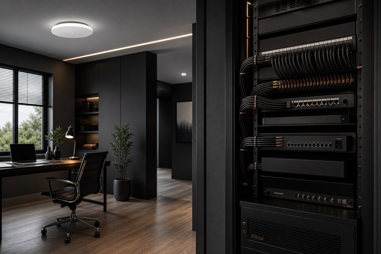 Premium whole-home Wi-Fi and wired network installation in a modern Maple Ridge home office
